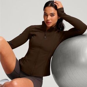 Brown Zip-Up Athletic Jacket